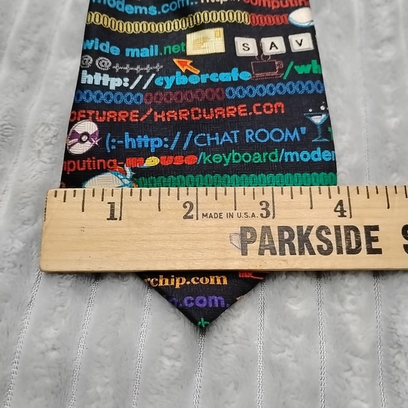 Internet URL Pattern Novelty Neck Tie - Black Multi-Color Computer Science Tech - Picture 3 of 8
